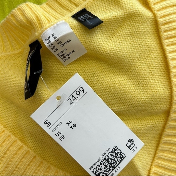 NWT H&M Yellow and White Jacquard-knit Sweater Vest Size XL - Picture 3 of 4